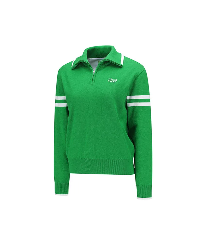 Vice Golf Atelier Women's Wide Collar Windproof Half Zip-Up Sweater - Green