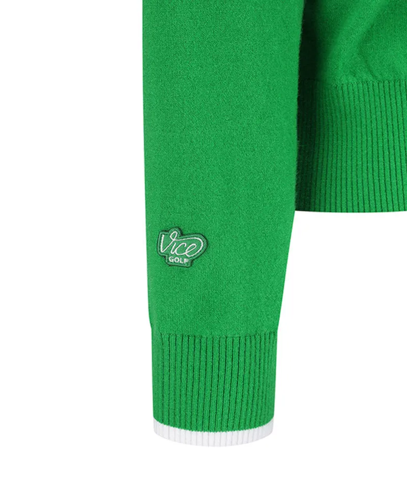 Vice Golf Atelier Women's Wide Collar Windproof Half Zip-Up Sweater - Green