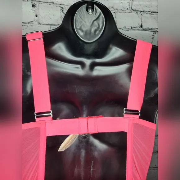 Victoria's Secret Very Sexy Hot Neon Pink Banded Corset‎ Bustier Size 36C