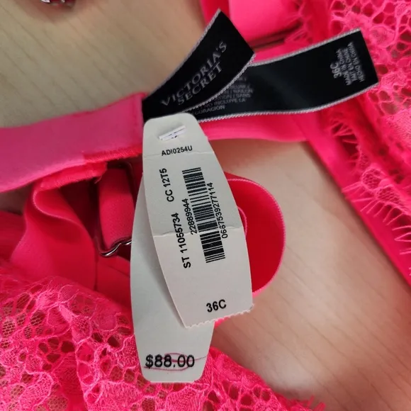 Victoria's Secret Very Sexy Hot Neon Pink Banded Corset‎ Bustier Size 36C