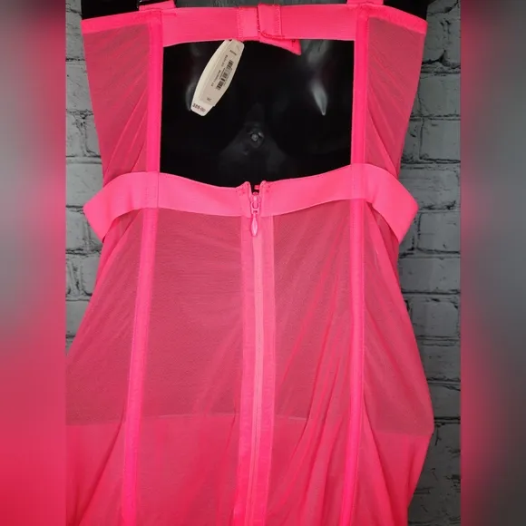 Victoria's Secret Very Sexy Hot Neon Pink Banded Corset‎ Bustier Size 36C