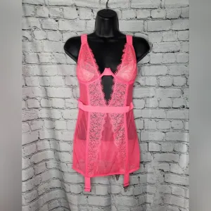 Victoria's Secret Very Sexy Hot Neon Pink Banded Corset‎ Bustier Size 36C