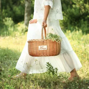 Wicker Woven Outdoor Picnic Fruit Basket Portable