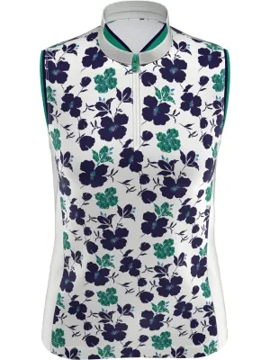 Womens Allover Floral Print Polo