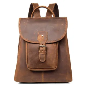 Womens Brown Leather Backpack