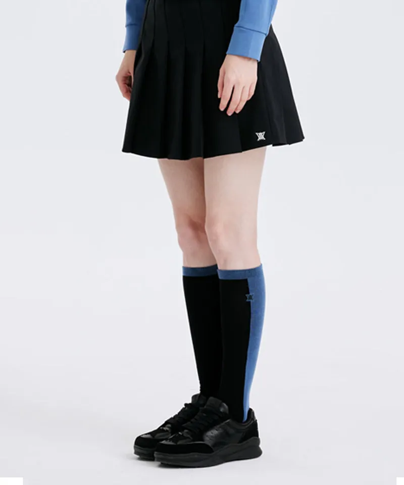 Women's Color Block Over Knee Socks - Black