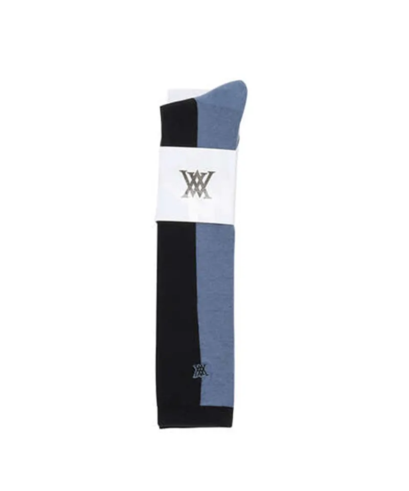 Women's Color Block Over Knee Socks - Black