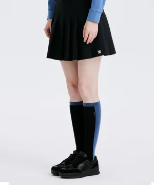 Women's Color Block Over Knee Socks - Black