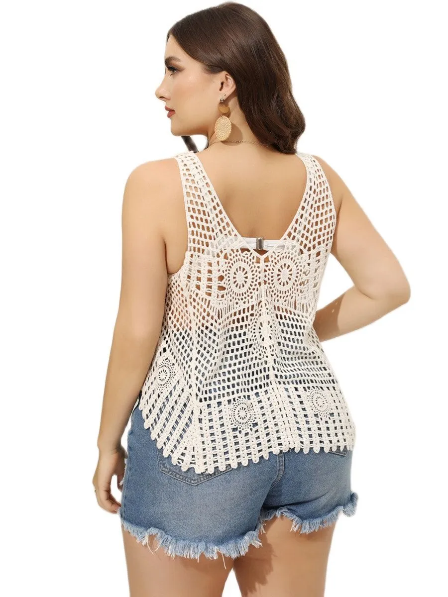 Women’s Mesh Semi Sheer Lace Patterned Top