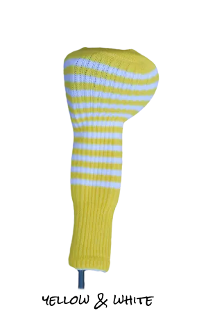 Yellow and White Club Sock Golf Headcover